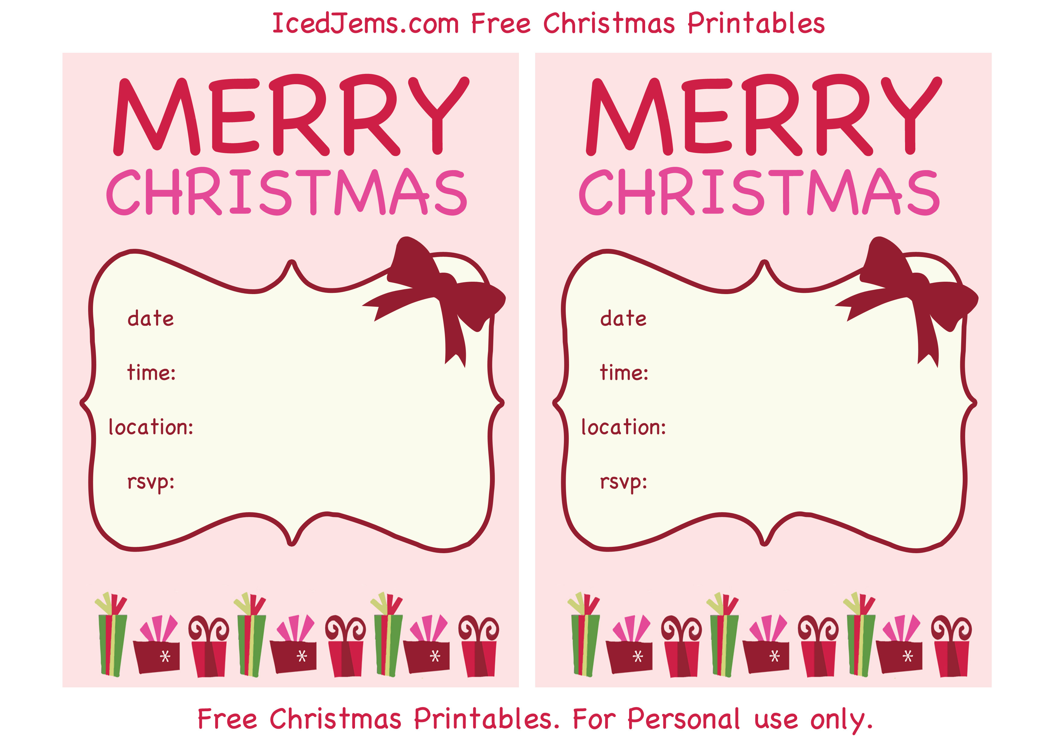 Free Printable Christmas Invitations Templates
